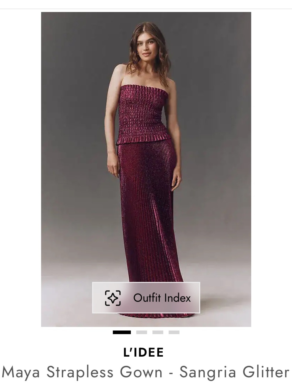 L'IDEE Maya Strapless Maxi dress - Sangria Glitter